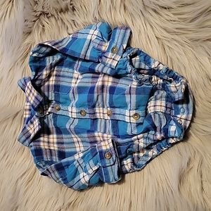 Gymboree Plaid Flannel  Long Sleeve Onesie Size 3-6 Months